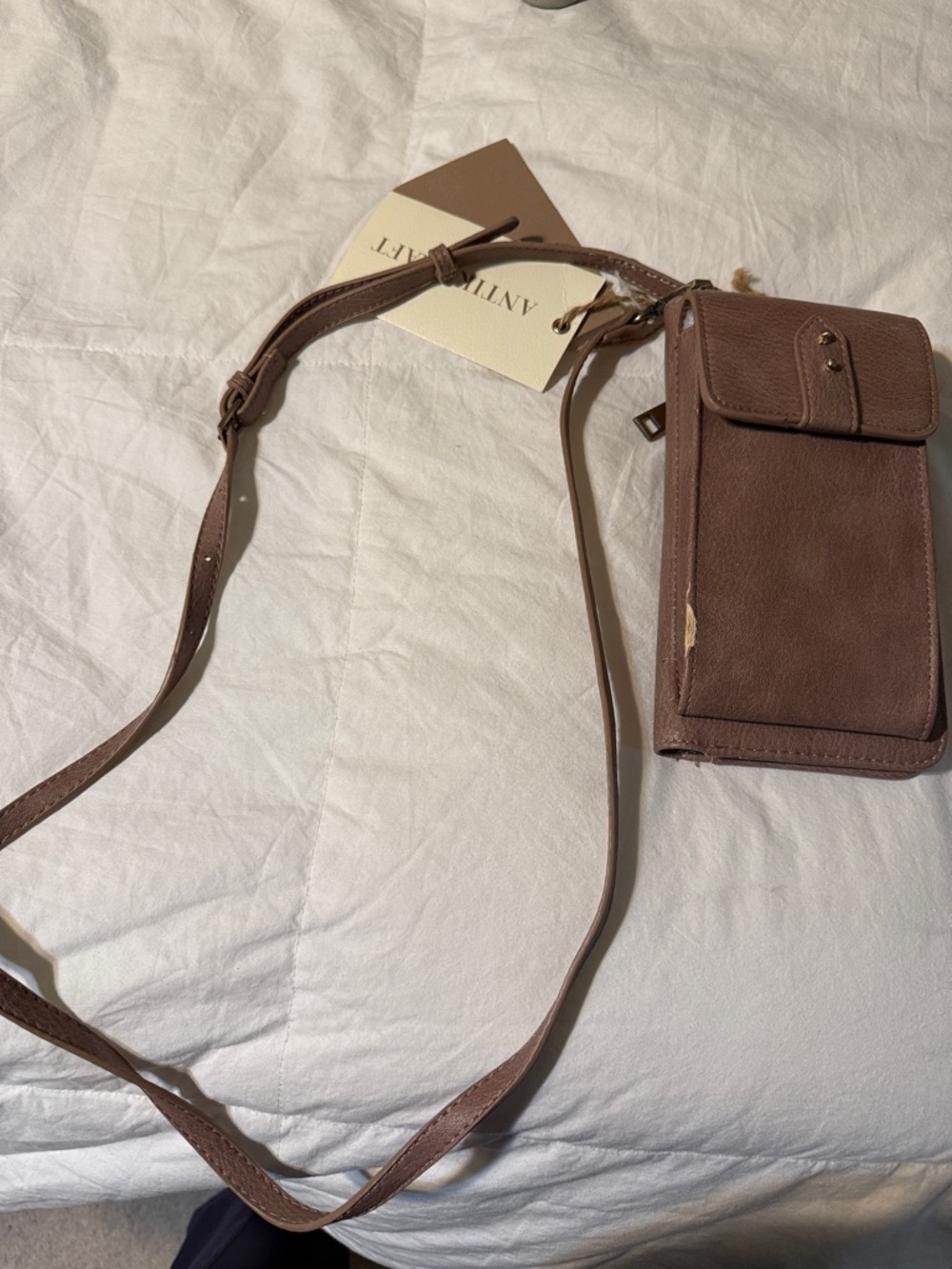 Antik Kraft Brown Crossbody Bag with Adjustable Strap